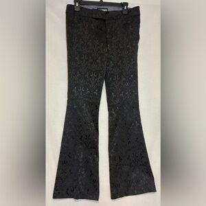World Brand Black Brocade Patterned Flared Trousers Women’s Size 7/8 Goth Whimsy